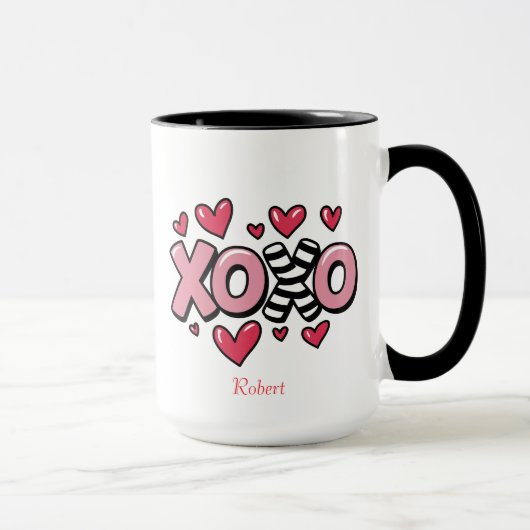 Mug XOXO joyeuse Saint-Valentin cœurs rouges mignons (Droite)