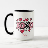 Mug XOXO joyeuse Saint-Valentin cœurs rouges mignons (Gauche)