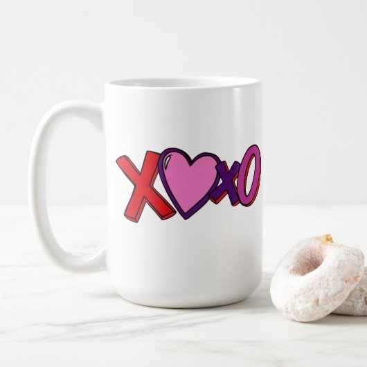 Mug XOXO, mug de la Saint-Valentin, cadeau de mug (Avec donut)