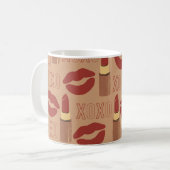 Mug XOXO, Red Lipsticks et Kisses Motif (Devant gauche)