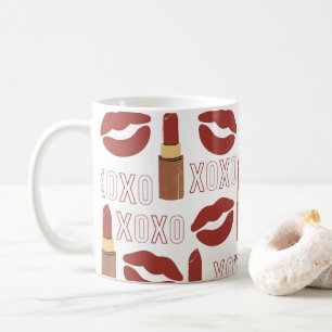 Mug XOXO, rouge à lèvres et baisers en Arrière - pl