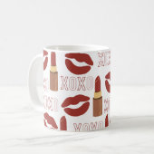 Mug XOXO, rouge à lèvres et baisers en Arrière - plan  (Devant gauche)