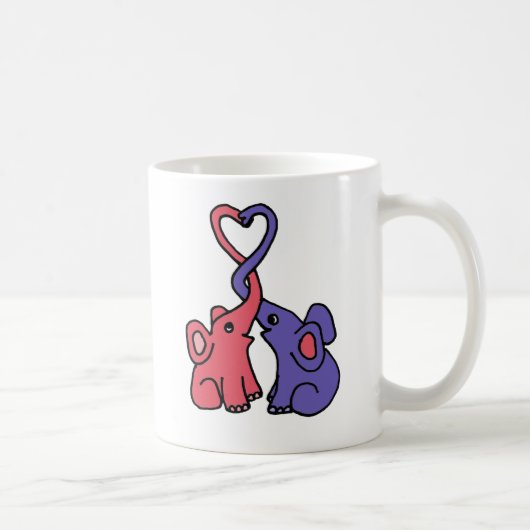 Mug XX bande dessinée d'amour d'éléphant (Droite)