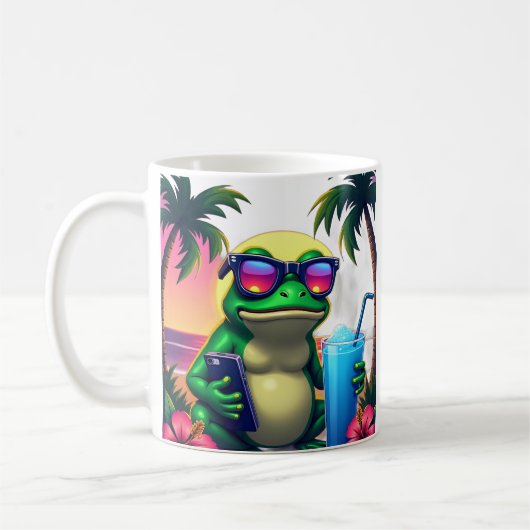 Mug Y2K Grumpy Frog Vaporwave Rétro Tropical Coucher d (Gauche)