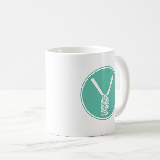 Mug Y Monogramme floral initial (Devant droit)