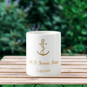 Mug Yacht en or blanc nom du bateau volant invité