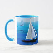 Mug Yacht Sous Voile, Bleu Cobalt (Gauche)