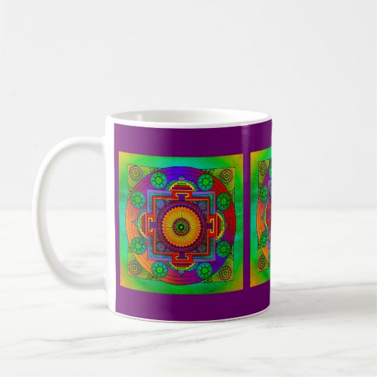 Mug YANTRA - grande roue - violet vert (Gauche)