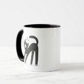 Mug Yawning et Stretch Whimsical Black Cat (Devant gauche)
