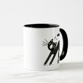 Mug Yawning et Stretch Whimsical Black Cat (Devant droit)