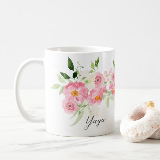 Mug Yaya florale printanière (Avec donut)