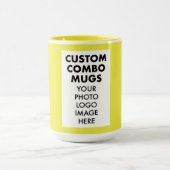 Mug Yellow 4:6 Frame Photo, Logo Large Custom Combo (Centre)