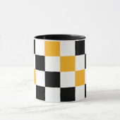 Mug Yellow Black White Checkered Pattern Design  (Centre)