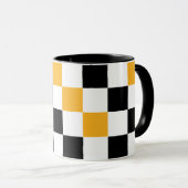 Mug Yellow Black White Checkered Pattern Design  (Devant droit)