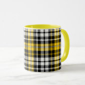 Mug Yellow Black White Plaid Tartan Pattern Design  (Devant droit)