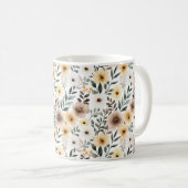 Mug Yellow Brown Cream Flowers (Devant droit)