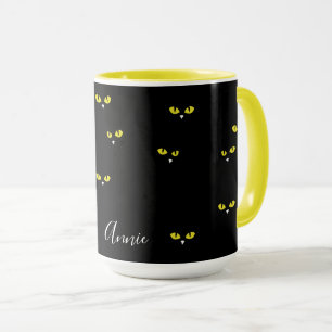 Mug Yellow Cat Eyes on Black Best Halloween Party