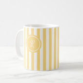 Mug Yellow French Beach Stripe Personnalisé Monogramme (Devant gauche)