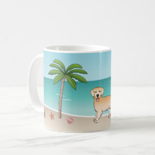 Mug Yellow Golden Retriever À Une Plage Tropicale D'Ét