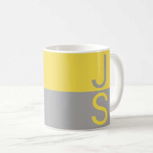 Mug Yellow & Grey Modern Initials monogram (Devant droit)