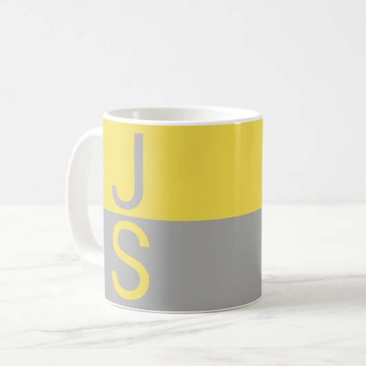 Mug Yellow & Grey Modern Initials monogram (Devant gauche)