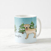 Mug Yellow Labrador Retriever - Forêt d'hiver et nom (Devant droit)