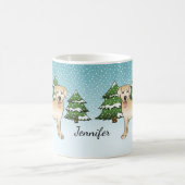 Mug Yellow Labrador Retriever - Forêt d'hiver et nom (Centre)