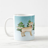 Mug Yellow Labrador Retriever - Forêt d'hiver et nom (Gauche)