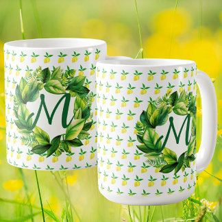 Mug Yellow Lemons Monogram 