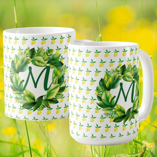 Mug Yellow Lemons Monogram 