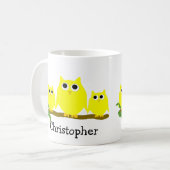 Mug Yellow Owls Design Personalised (Devant gauche)