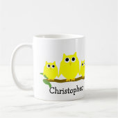 Mug Yellow Owls Design Personalised (Gauche)