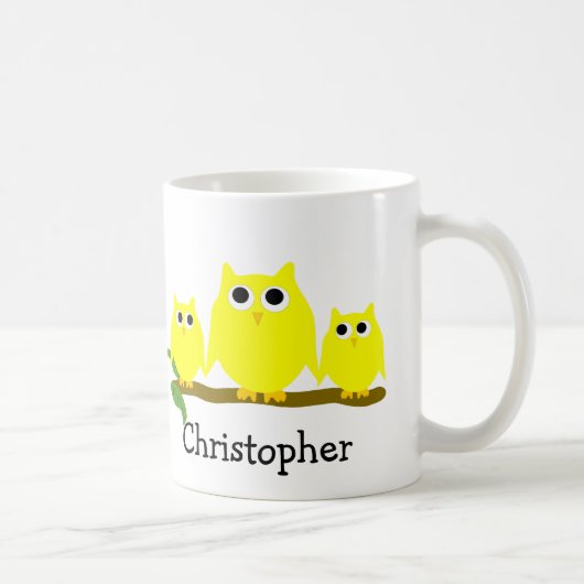 Mug Yellow Owls Design Personalised (Droite)