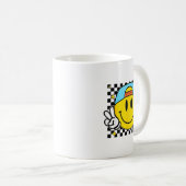 Mug Yellow Smile Face Cute Checkered Peace Smiling Hap (Devant droit)