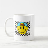 Mug Yellow Smile Face Cute Checkered Peace Smiling Hap (Gauche)