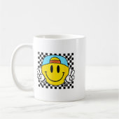 Mug Yellow Smile Face Cute Checkered Peace Smiling Hap (Gauche)