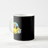 Mug Yellow Smile Face Cute Checkered Peace Smiling Hap (Devant gauche)