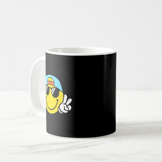 Mug Yellow Smile Face Cute Checkered Peace Smiling Hap (Devant gauche)