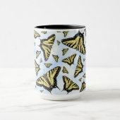 Mug Yellow Swallowtail Butterflies on Blue Sky Pattern (Centre)