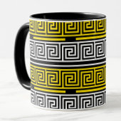 Mug Yellow White Black Greek Key Fret Pattern Design