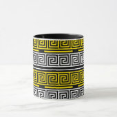 Mug Yellow White Black Greek Key Fret Pattern Design  (Centre)