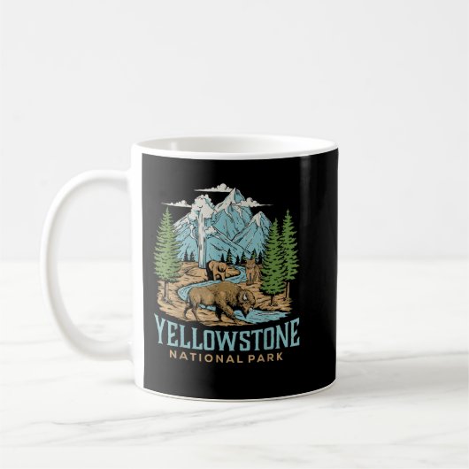 Mug Yellowstone US National Park Wolf Bison Bison Vint (Gauche)