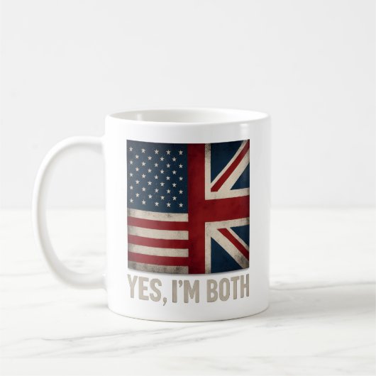 Mug Yes I'm Both American British Flags Pride (Gauche)