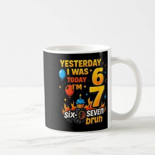 Mug Yesterday I Was 6 Today I’m 7 Six Seven Bruh Birth (Droite)