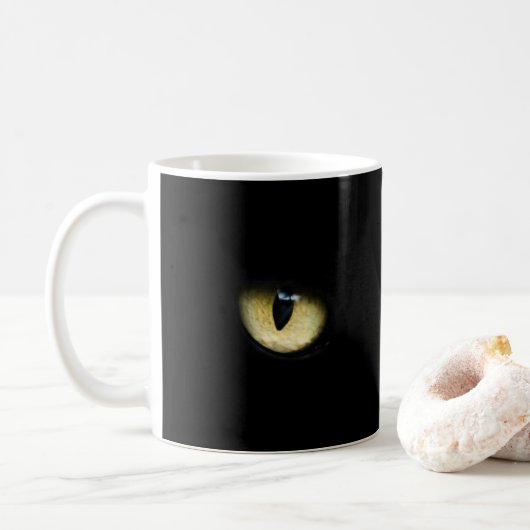 Mug Yeux de chat noir | Macro oeil chat (Avec donut)