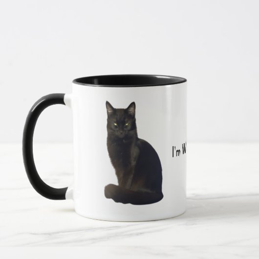 Mug Yeux de démarrage du chat noir | Je vous regarde b (Gauche)
