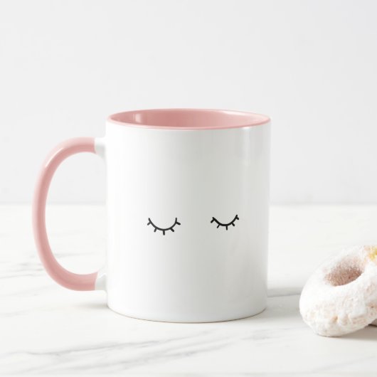 Mug Yeux fermés, juste cils (Avec donut)