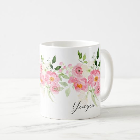 Mug Yiayia florale du printemps (Devant droit)