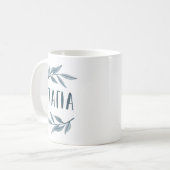 Mug Yiayia Grand-mère grecque bleu photo feuille (Devant gauche)