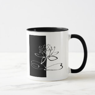 Mug Yin Yang Fleur de Lotus Noir et Blanc